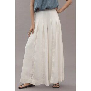 By Anthropologie Linen Blend Pleated Wide-Leg Pants 8